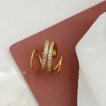 Diva Twina Hoops 18K Gold Anti-Tarnish Fake Double Piercing Earrings