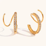 Diva Twina Hoops 18K Gold Anti-Tarnish Fake Double Piercing Earrings