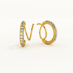 Diva Twina Hoops 18K Gold Anti-Tarnish Fake Double Piercing Earrings