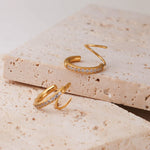 Diva Twina Hoops 18K Gold Anti-Tarnish Fake Double Piercing Earrings