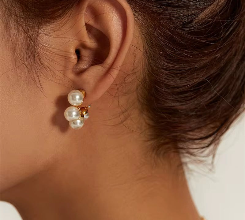 Bella Plated Pearl Earrings - 18K Gold Anti-Tarnish