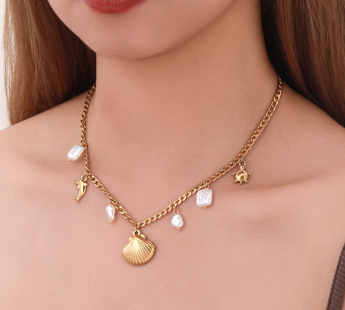 Aurielle Pearl Shell Necklace - 18K Gold Anti-Tarnish