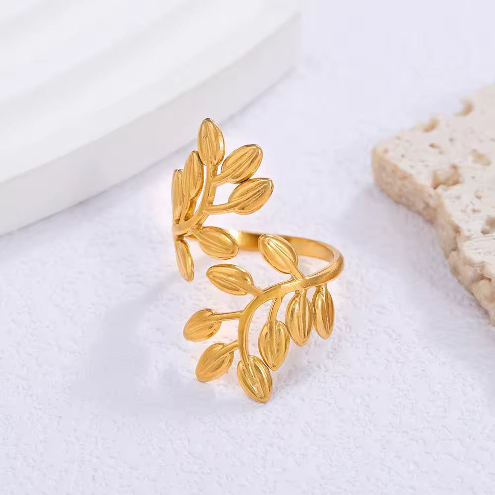 Claire Leaf Wrap - 18K Gold Anti-Tarnish Ring