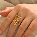 Claire Leaf Wrap - 18K Gold Anti-Tarnish Ring