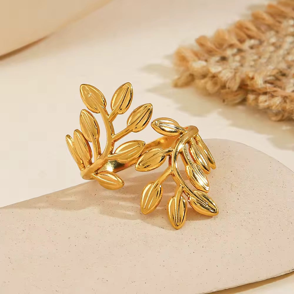 Claire Leaf Wrap - 18K Gold Anti-Tarnish Ring